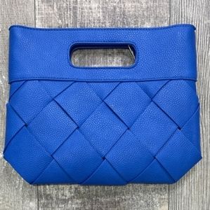 Shiraleah Cobalt Blue Woven Vegan Leather Handbag with Detachable Straps